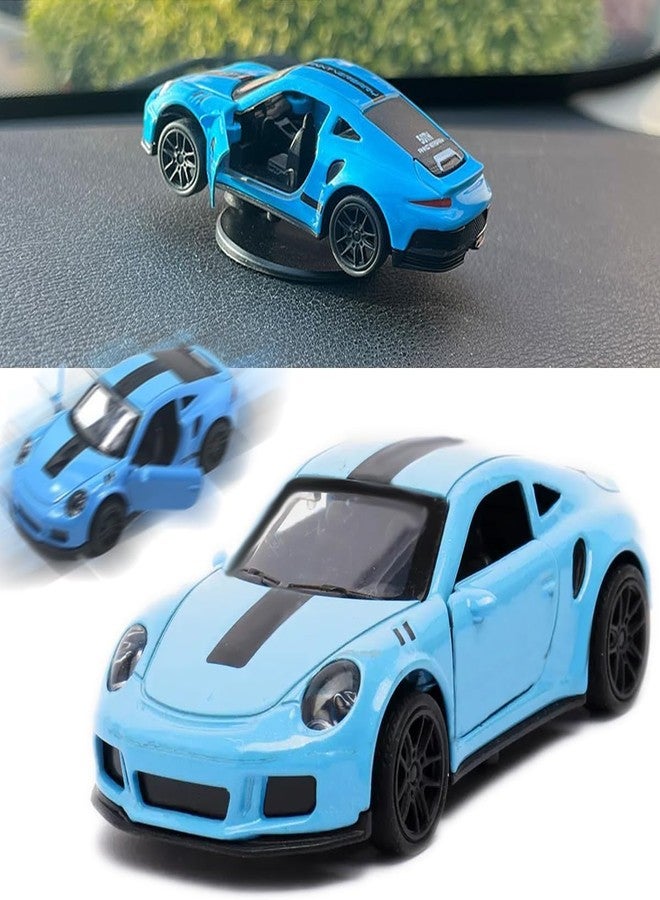 AUTO MT سيارة صغيرة زرقاء نموذجية للانجراف مع قاعدة لاصقة، مصنوعة من سبيكة معدنية، مزينة بلوحة عدادات، سيارة رياضية صغيرة لتزيين السيارة - Image 1